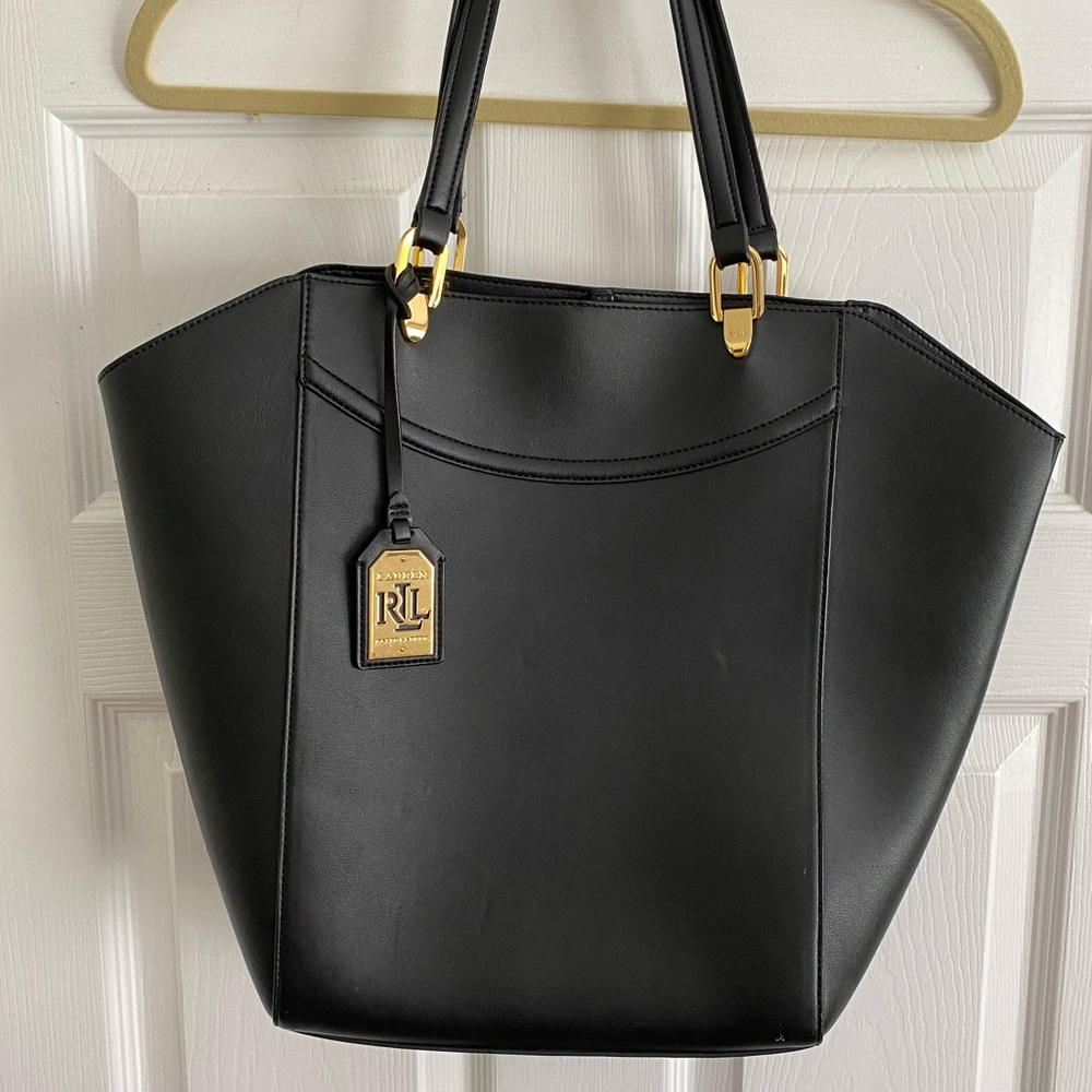 Ralph Lauren Black Genuine Leather Tote
